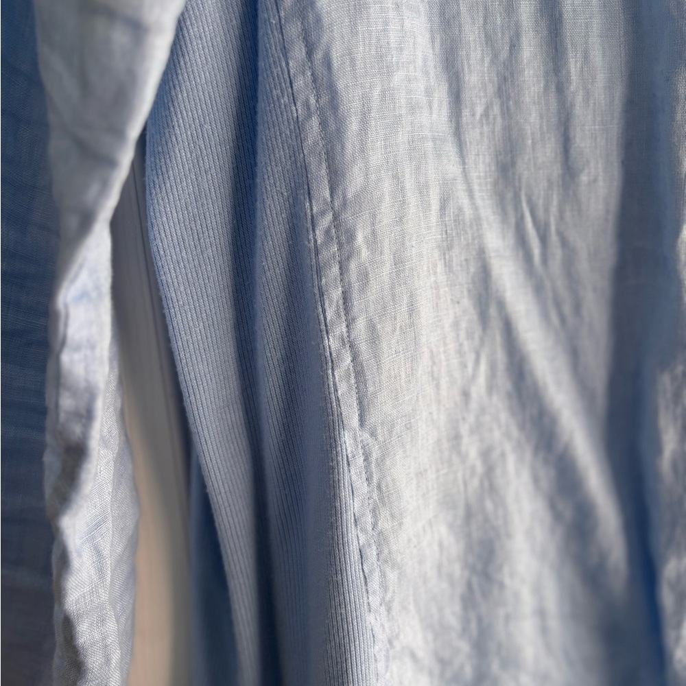 Calvin Klein Sky Blue Linen Medium Button-Up Blouse Women’s - Picture 5 of 10